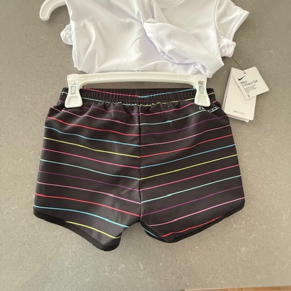 Little Girl Nike Dri-Fit Sz 5 Shorts Rainbow Stripe  and Shirt New with tags - Picture 2 of 6